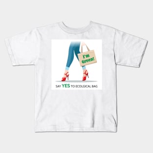 Woman Legs and Ecological Shopping Bag Kids T-Shirt